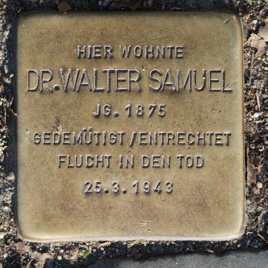 Stolperstein dedicated to Walter Samuel