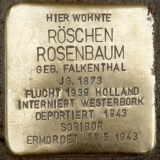 Stolperstein dedicated to Röschen Rosenbaum