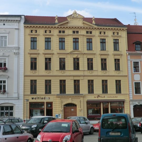 Gasthof zum Goldenen Stern, Stadt Berlin; Wohnhaus in geschlossener Bebauung, mit zwei Läden mit originalen Fronten Obermarkt 23