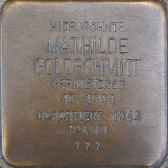 Stolperstein en memoria de Mathilde Goldschmitt