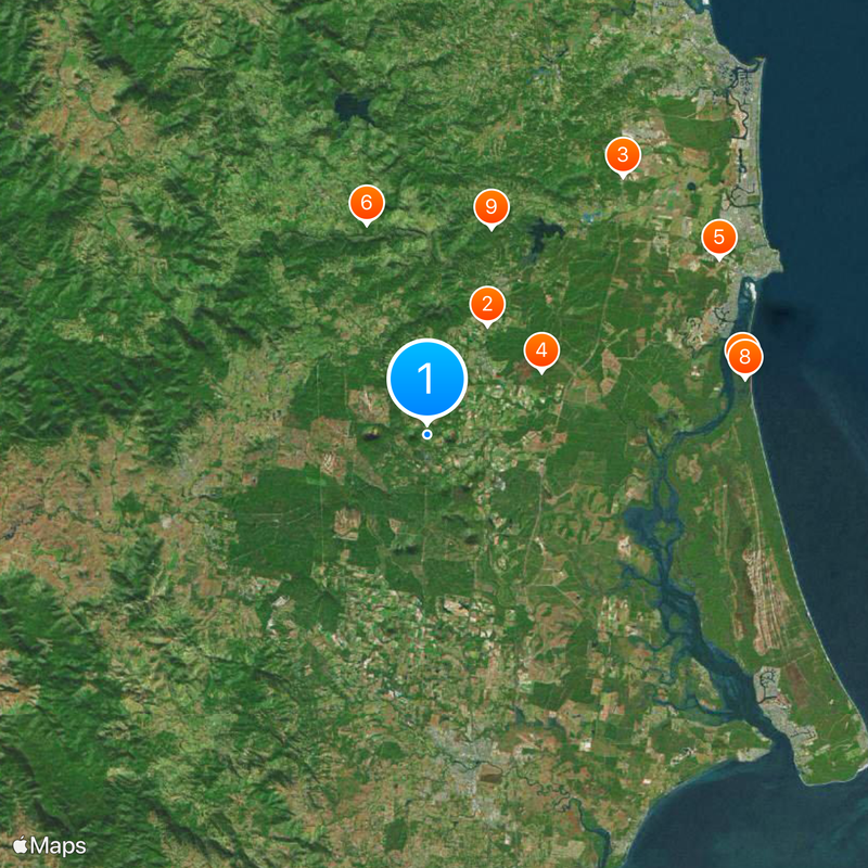 Glass House Mountains Kaart