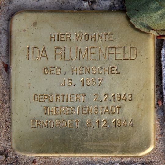 Stolperstein dedicated to Ida Blumenfeld