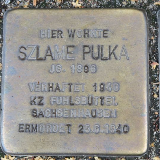 Stolperstein dedicated to Szlame Pulka
