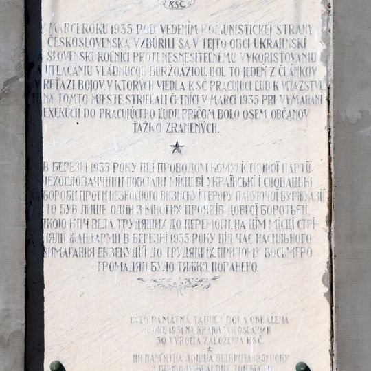 Pamätná tabuľa roľníckej vzbury v 1935