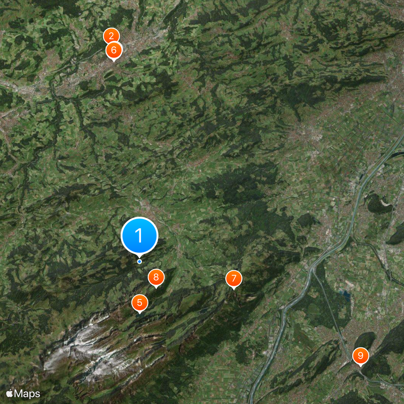 Canton d'Appenzell Rhodes-Intérieures Carte