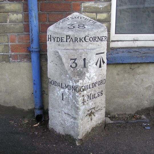 Milestone, Meadrow, by No. 10 & beside motorbike shop