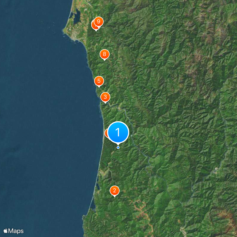 Nationaal en staatspark Redwood Kaart
