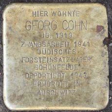 Stolperstein dedicated to Georg Cohn