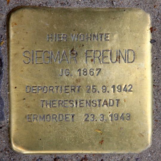 Stolperstein dedicated to Siegmar Freund