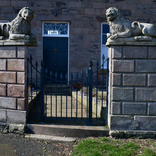 Gate Piers And Front Garden Walls To The Lions House