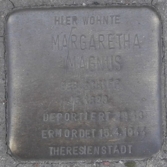 Stolperstein dedicated to Margaretha Magnus