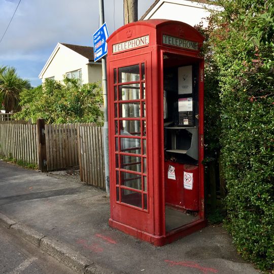 Telephone Call-box opposite entrance to Abergavenny Railway Station