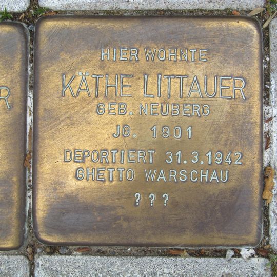 Stolperstein dedicated to Käthe Littauer