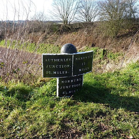 Shropshire Union Canal Milepost Approximately 25 Metres To South East Of Bridge Number 52