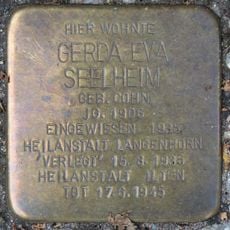 Stolperstein dedicated to Gerda Eva Seelheim