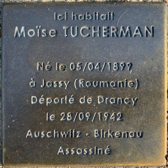 Stoleperstein à la mémoire de Moïse Tucherman