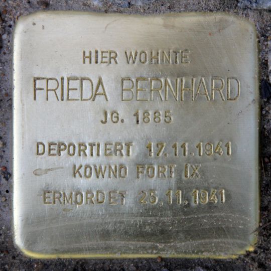 Stolperstein dedicated to Frieda Bernhard