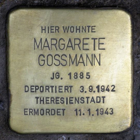 Stolperstein en memoria de Margarete Gossmann