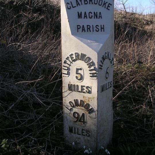 Milepost, Main Road, opp. jct with Frolesworth Lane, nr Pig in Muck PH