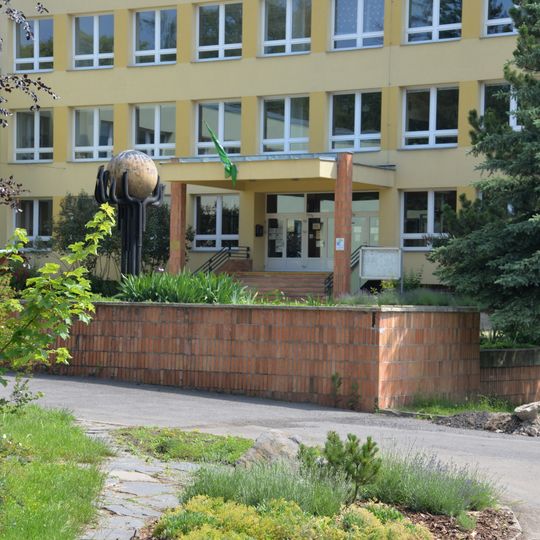 Sculpture in front of the school