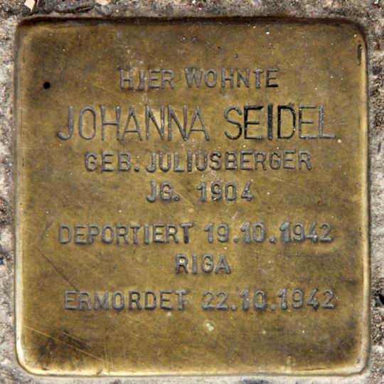Stolperstein en memoria de Johanna Seidel