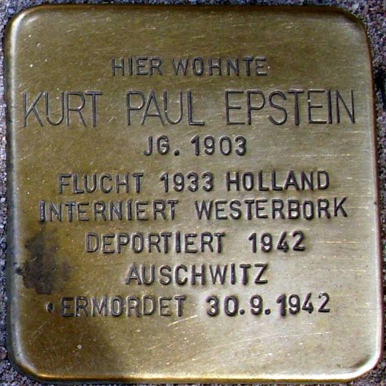 Stolperstein dedicated to Kurt Paul Epstein