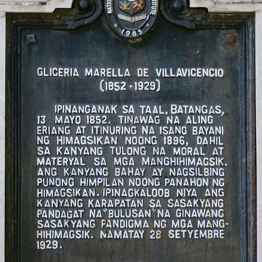 Gliceria Marella de Villavicencio historical marker