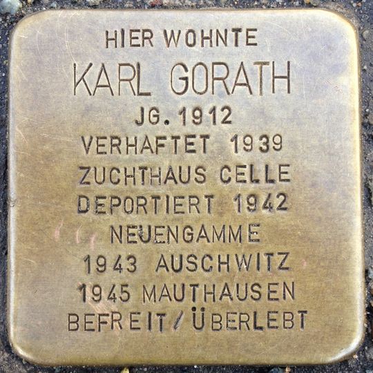 Stolperstein en memoria de Karl Gorath