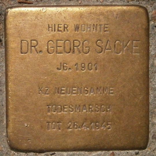 Stolperstein dedicated to Georg Sacke