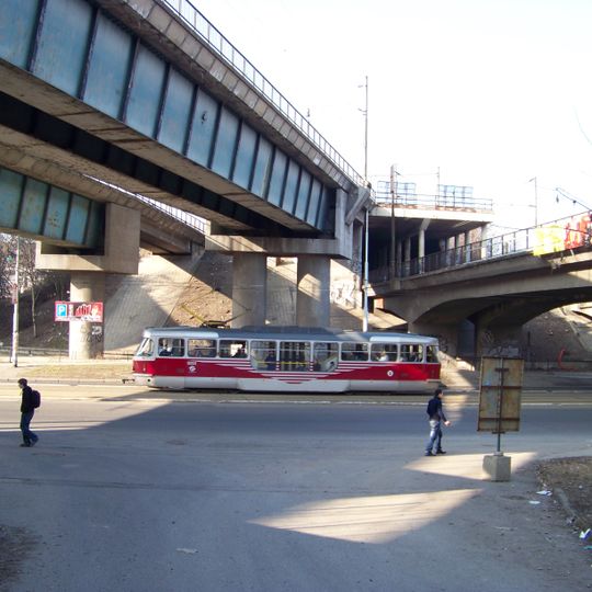 Railway bridges over Sokolovská street near Balabenka