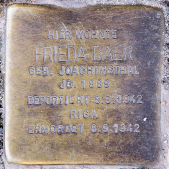 Stolperstein en memoria de Frieda Baer