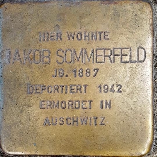 Stolperstein dedicated to Jakob Sommerfeld