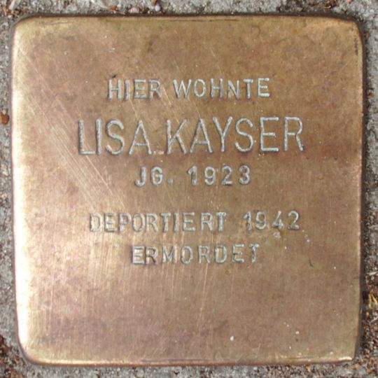Stolperstein dedicated to Lisa Kayser