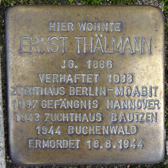 Stolperstein dedicated to Ernst Thälmann