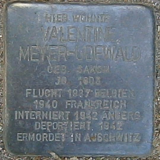 Stolperstein dedicated to Valentine Meyer-Udewald