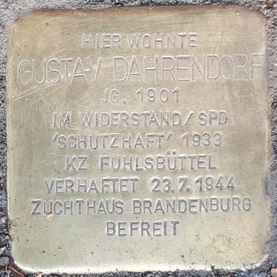 Stolperstein dedicated to Gustav Dahrendorf