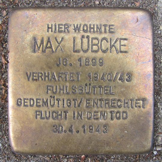 Stolperstein dedicated to Max Lübcke