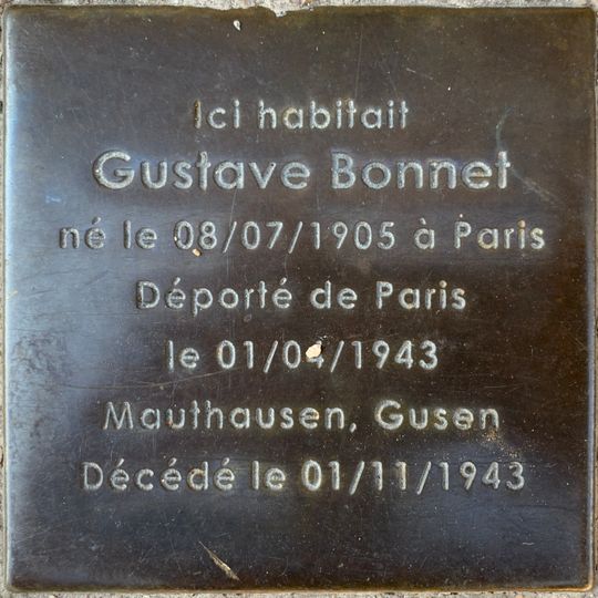 Stoleperstein à la mémoire de Gustave Bonnet