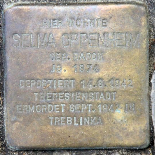 Stolperstein dedicated to Selma Oppenheim