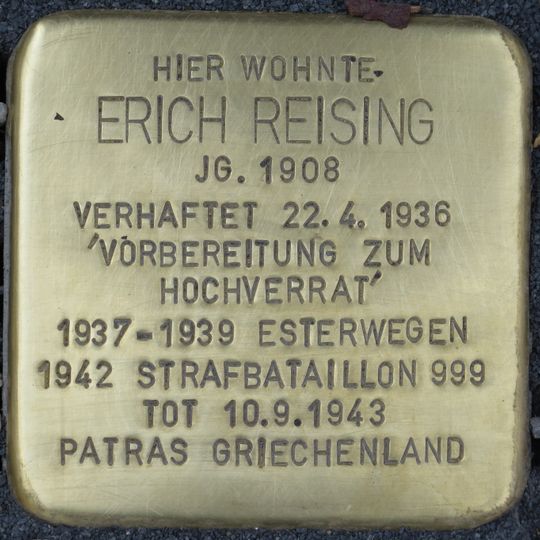 Stolperstein à la mémoire d’Erich Reising