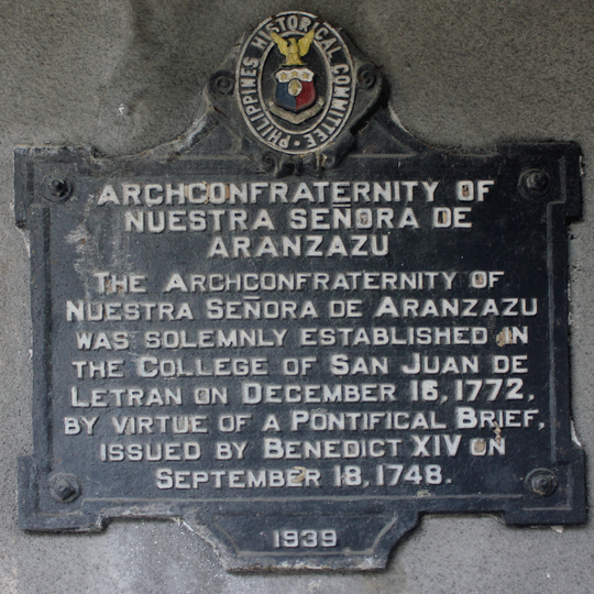 Archconfraternity of Nuestra Señora de Aranzazu historical marker