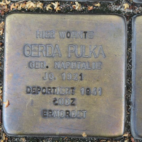 Stolperstein dedicated to Gerda Pulka