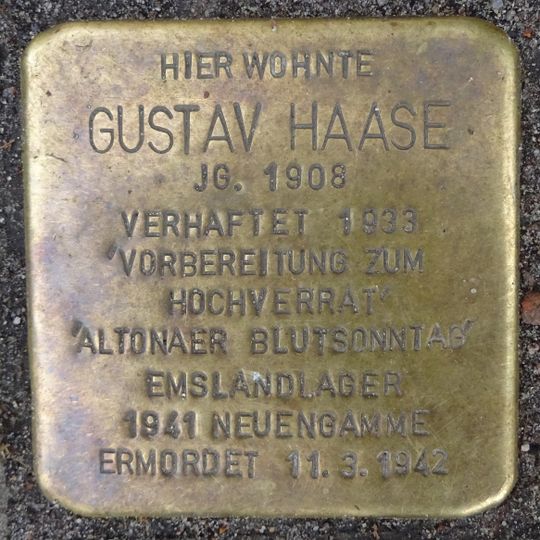 Stolperstein en memoria de Gustav Haase