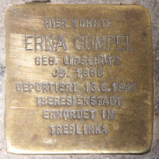 Stolperstein dedicated to Erna Gumpel