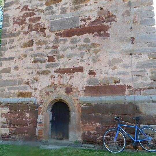 Pamětní deska na zvonici u kostela svatého Václava v Přistoupimi