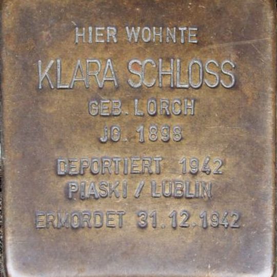 Stolperstein dedicated to Klara Schloss