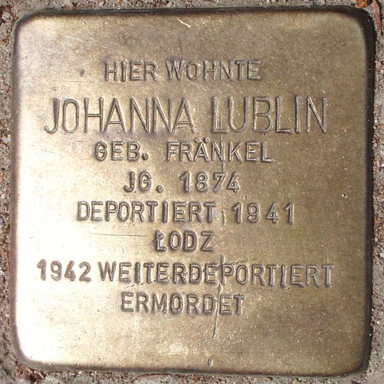 Stolperstein en memoria de Johanna Lublin