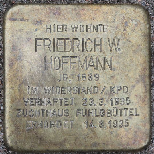 Stolperstein dedicated to Friedrich W. Hoffmann