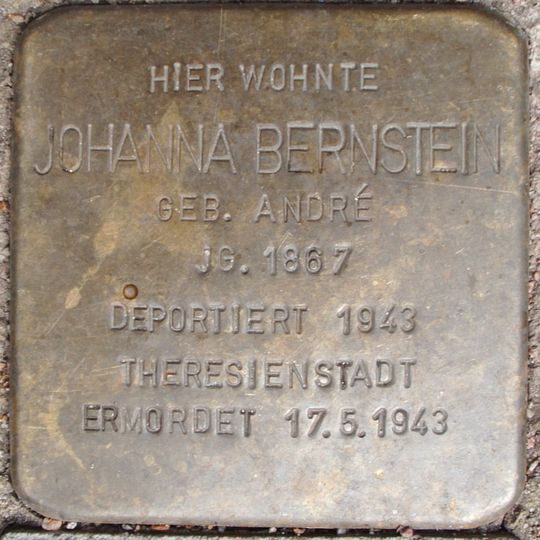 Stolperstein dedicated to Johanna Bernstein