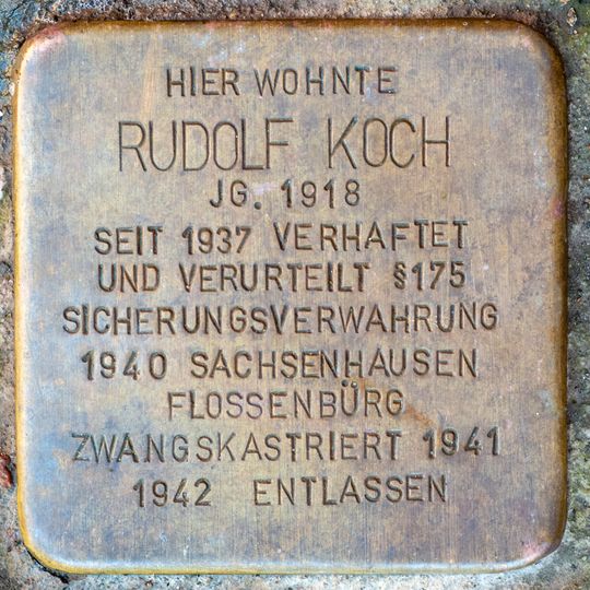 Stolperstein dedicated to Rudolf Koch